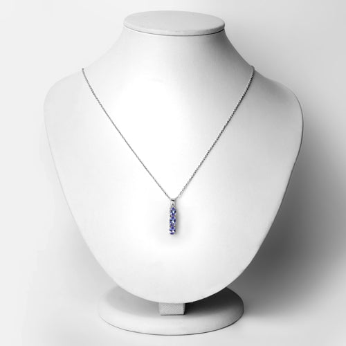 1.11 Carat Genuine Tanzanite and White Diamond .925 Sterling Silver Pendant