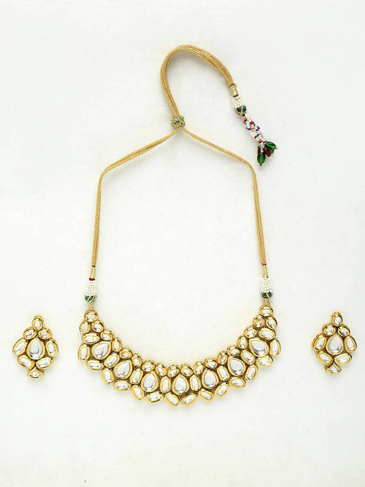 Kundan Choker With Earrings - Ruby Raang