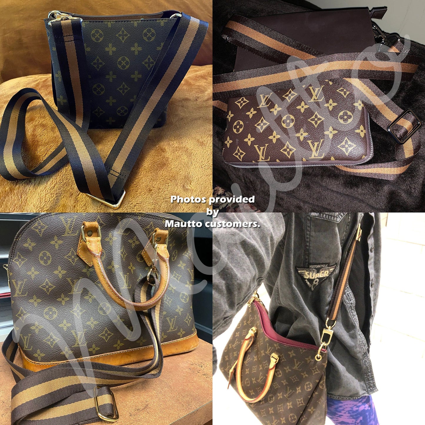 Dark Brown & Gold Honey Strap - 1.5" Wide Nylon, Soft/Comfy - Adjustable Shoulder to Crossbody Bandouliere - Choose Connector Finish