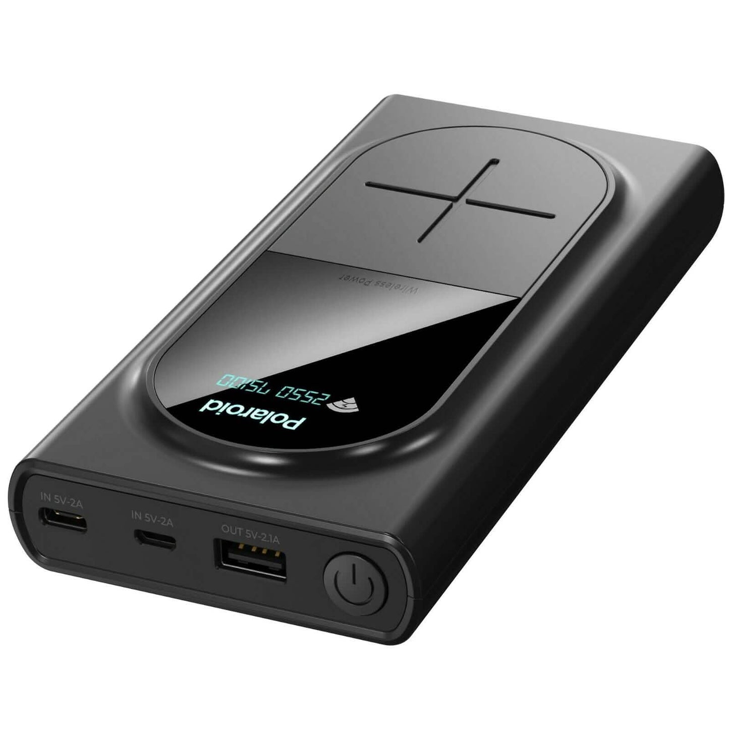 Polaroid Portable Wireless Power Bank - 10000mAh, USB Charging, Digital Display