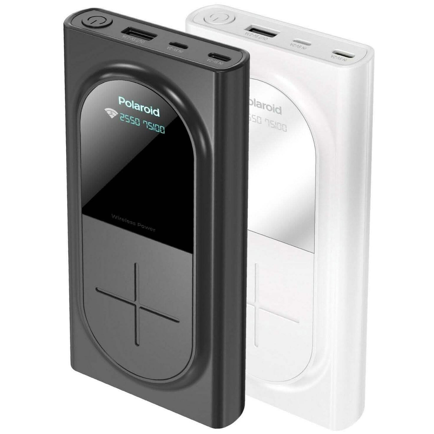 Polaroid Portable Wireless Power Bank - 10000mAh, USB Charging, Digital Display