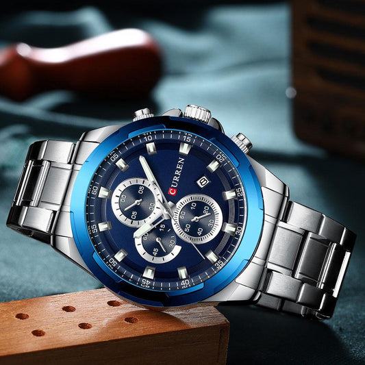 Men's  Water Resistant Watch With Chronometers Day View Unique Design Perfect Gift