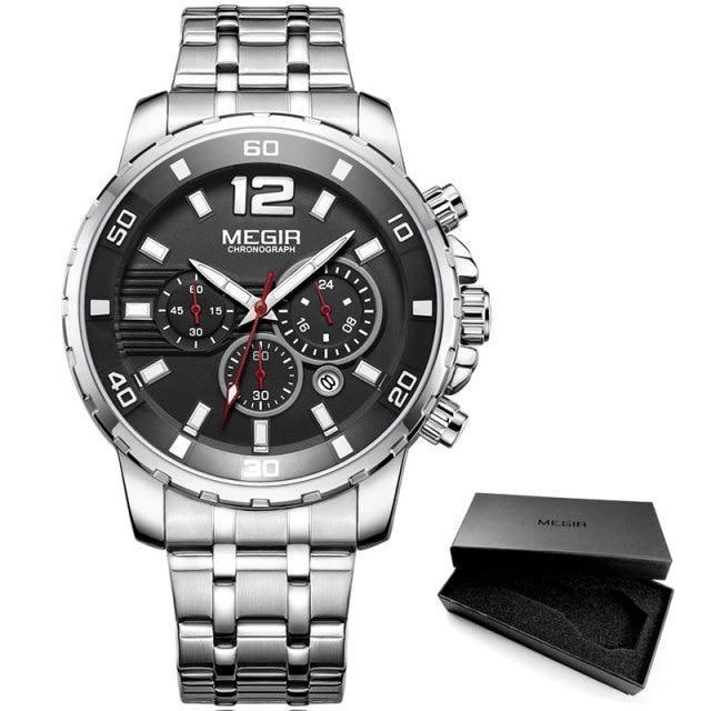 Luxury Men's Gold Business Watches Quartz Analogue Wristwatch Stainless Steel Waterproof Luminous Watch
