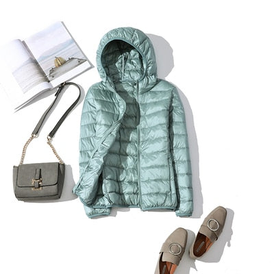90% Ultra light duck down jackets women 2021 new Hooded winter Hooded coat