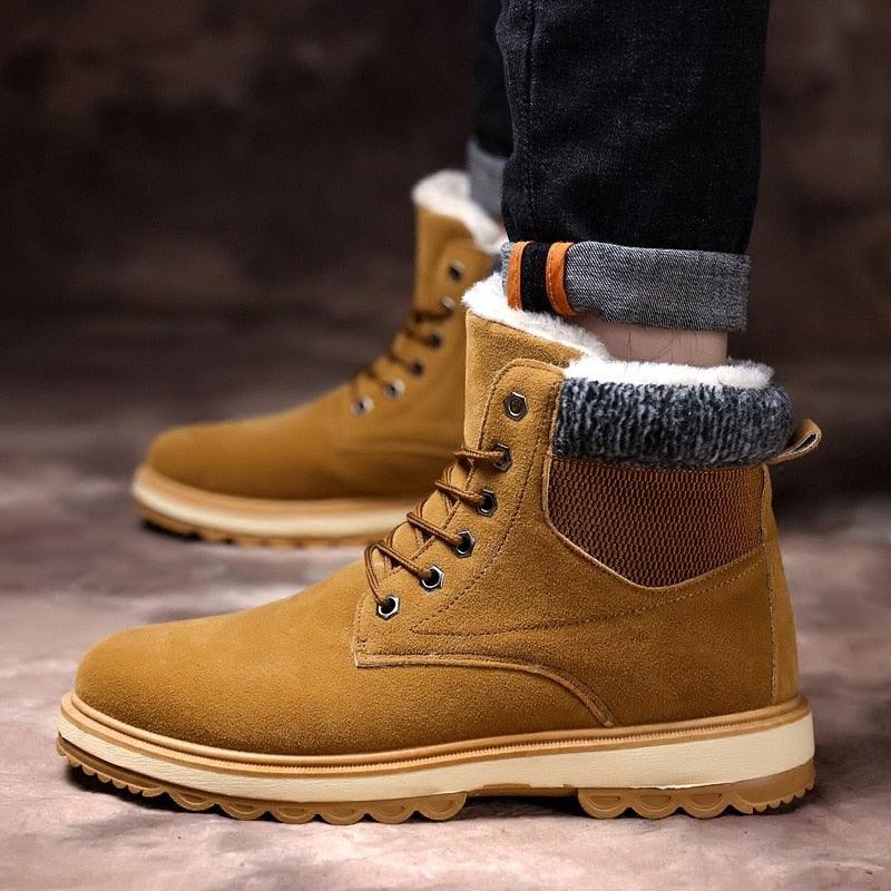 Warm Winter Mens Snow Boots Warm Fur Winter