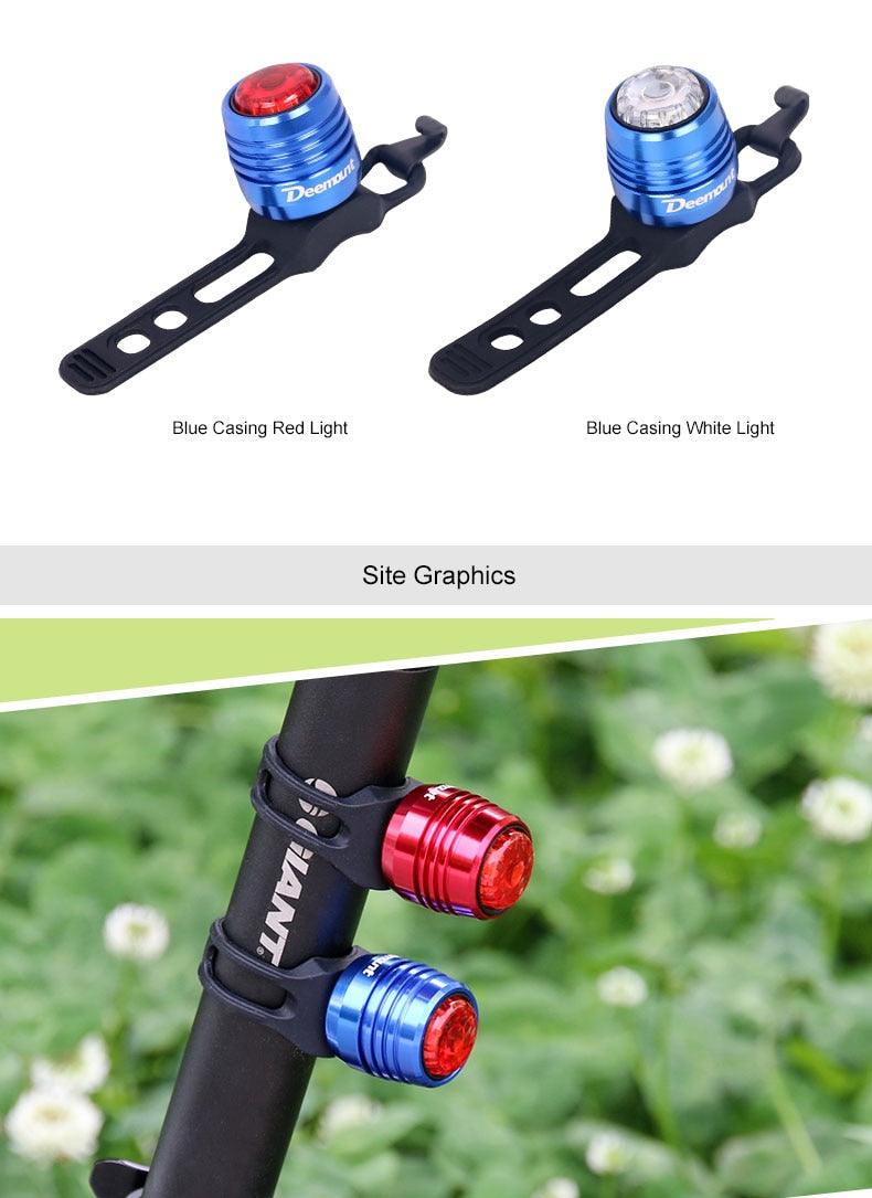 Bicycle Rear Light Bike Warning Lamp USB Charge Red White Light Color Safety Headlight Bike Tail Light Rechargeable Ultra Bright Bike Rear Light USB Rechargeable Bike LED Light