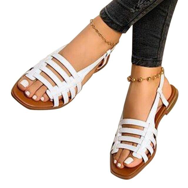 Soft Leather Woven Slippers Women Summer Flat Heels
