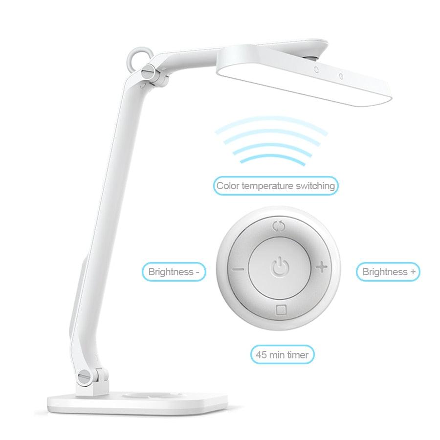 Remote Control LED Desk Lamp Eye-Caring Adjustable Office Lamp USB Charging Touch Control Memory Function Reading Table Lights Decorative Table Lamp Cute Study Lamps for Bedroom Décor