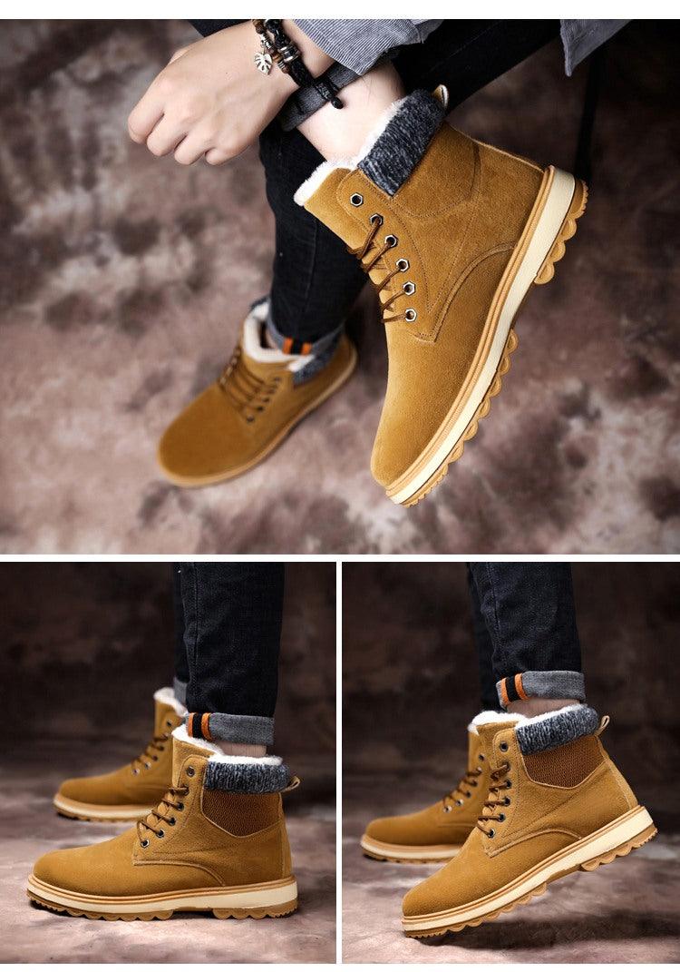 Warm Winter Mens Snow Boots Warm Fur Winter
