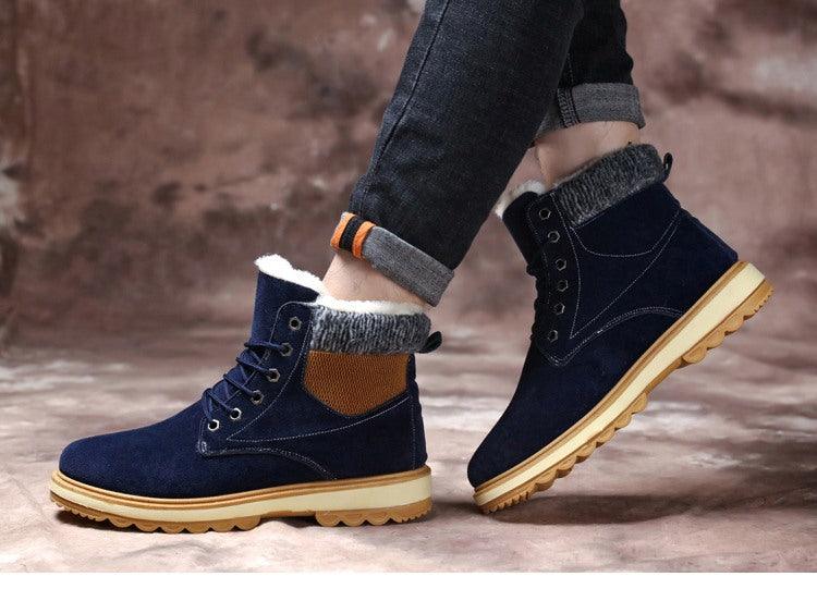 Warm Winter Mens Snow Boots Warm Fur Winter