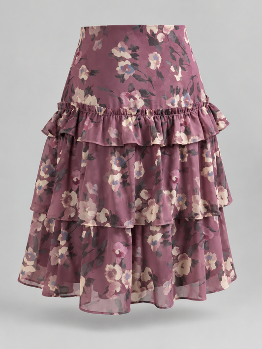 Lauren Ralph Lauren Petite Floral Tiered Skirt, Size 8P