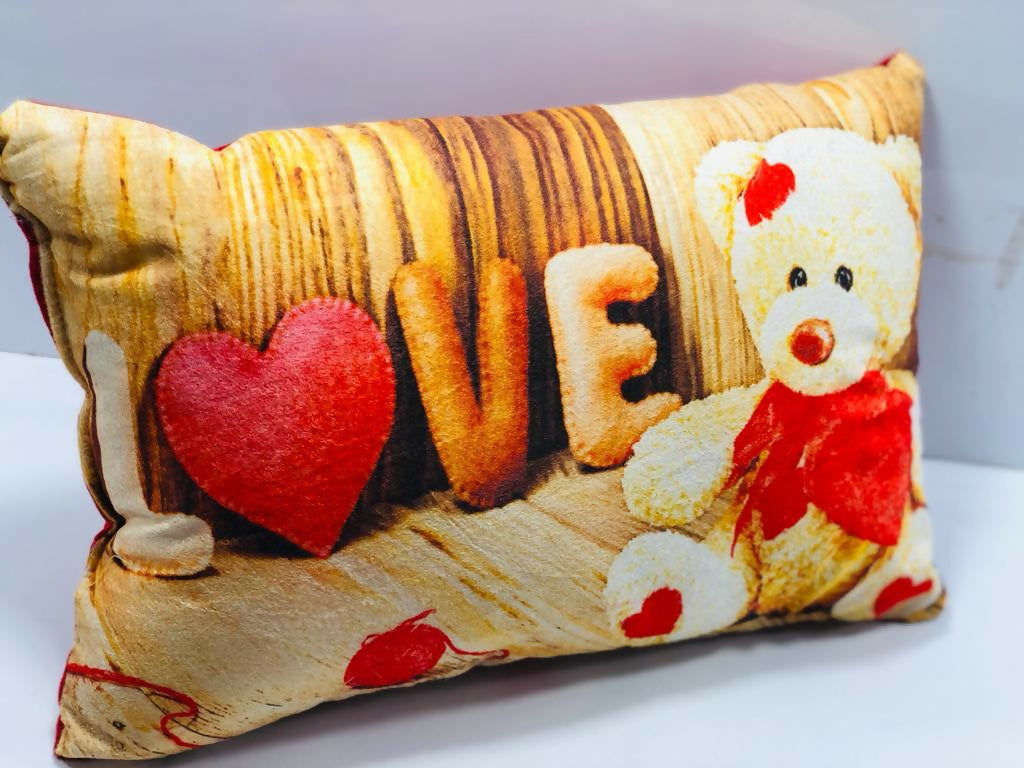 Unique Fashion Microfibre Filled Cushion For Kids - Love Teddy