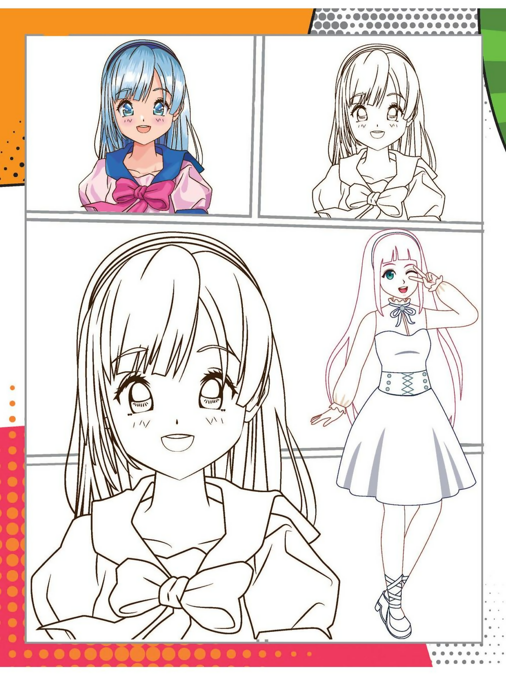 Dreamland Publications Colour Your Own Manga Book 1 With Free Manga Colouring Poster For Kids