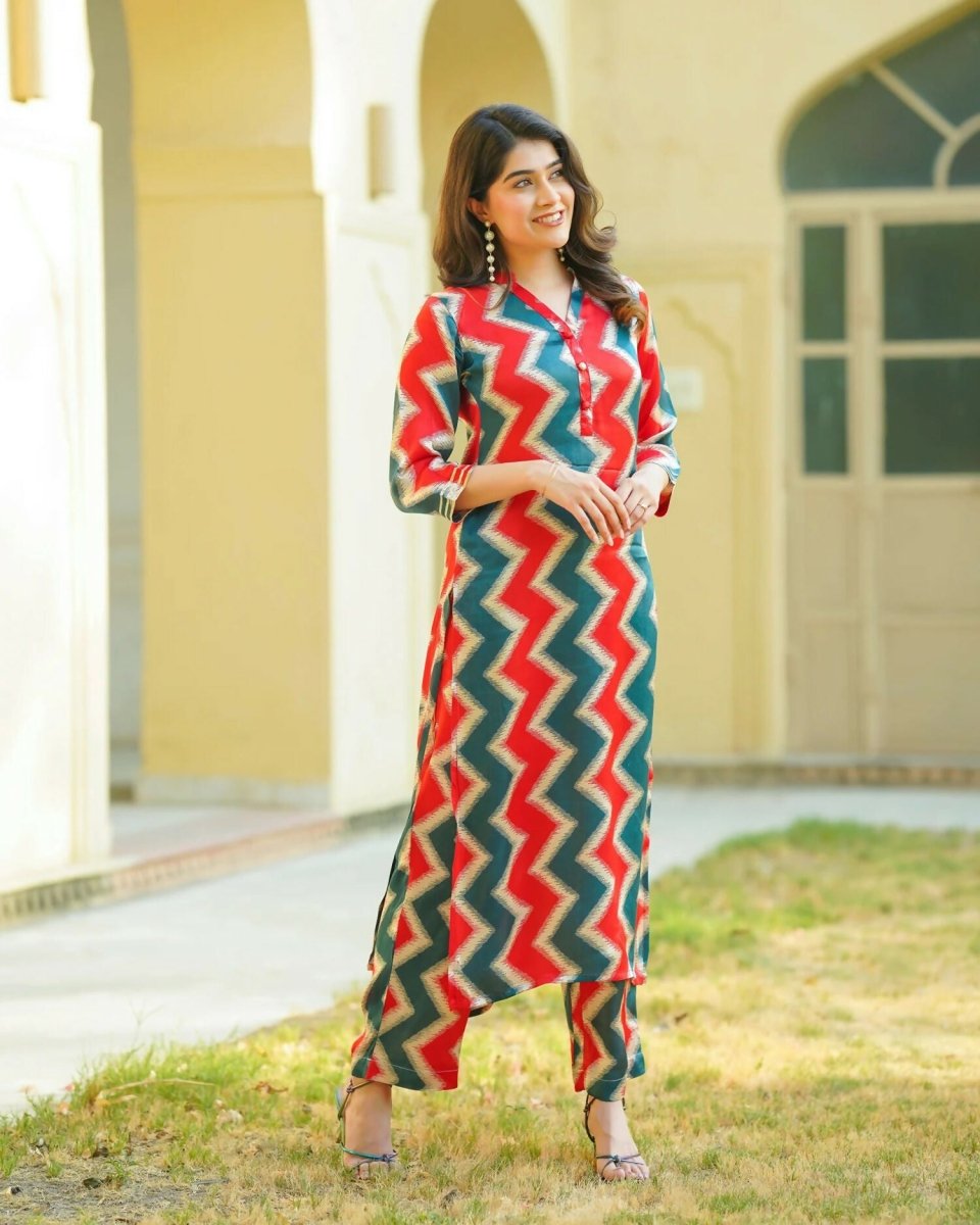 Aayaa Pure Muslin printed Kurti & Pant - Multi Color