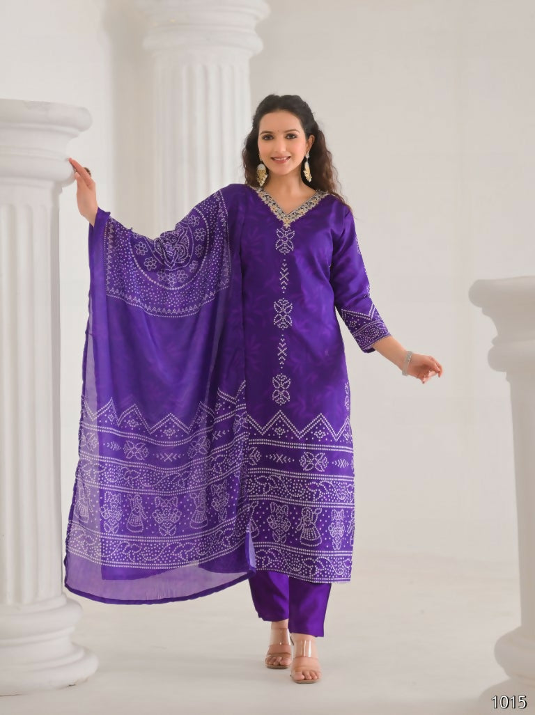 Festive Ethnic French Crepe Blue Stitched Suit With Dupatta - Rashmika