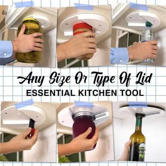 Quick Unique Design V-Shape Multi-function Lid Jar Opener Under Cabinet Professional Cans Fits Any Sizes Useful Kitchen Gadget