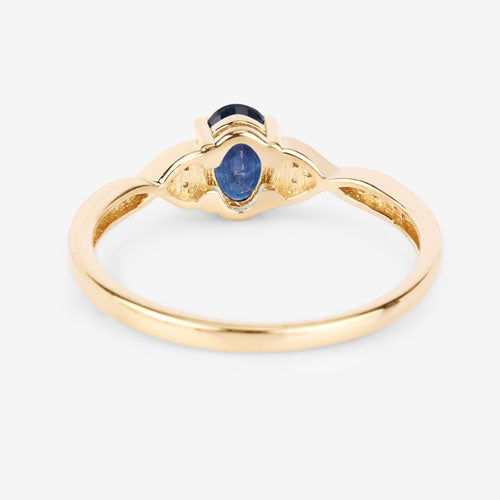 0.53 Carat Genuine Blue Sapphire and White Diamond 10K Yellow Gold Ring