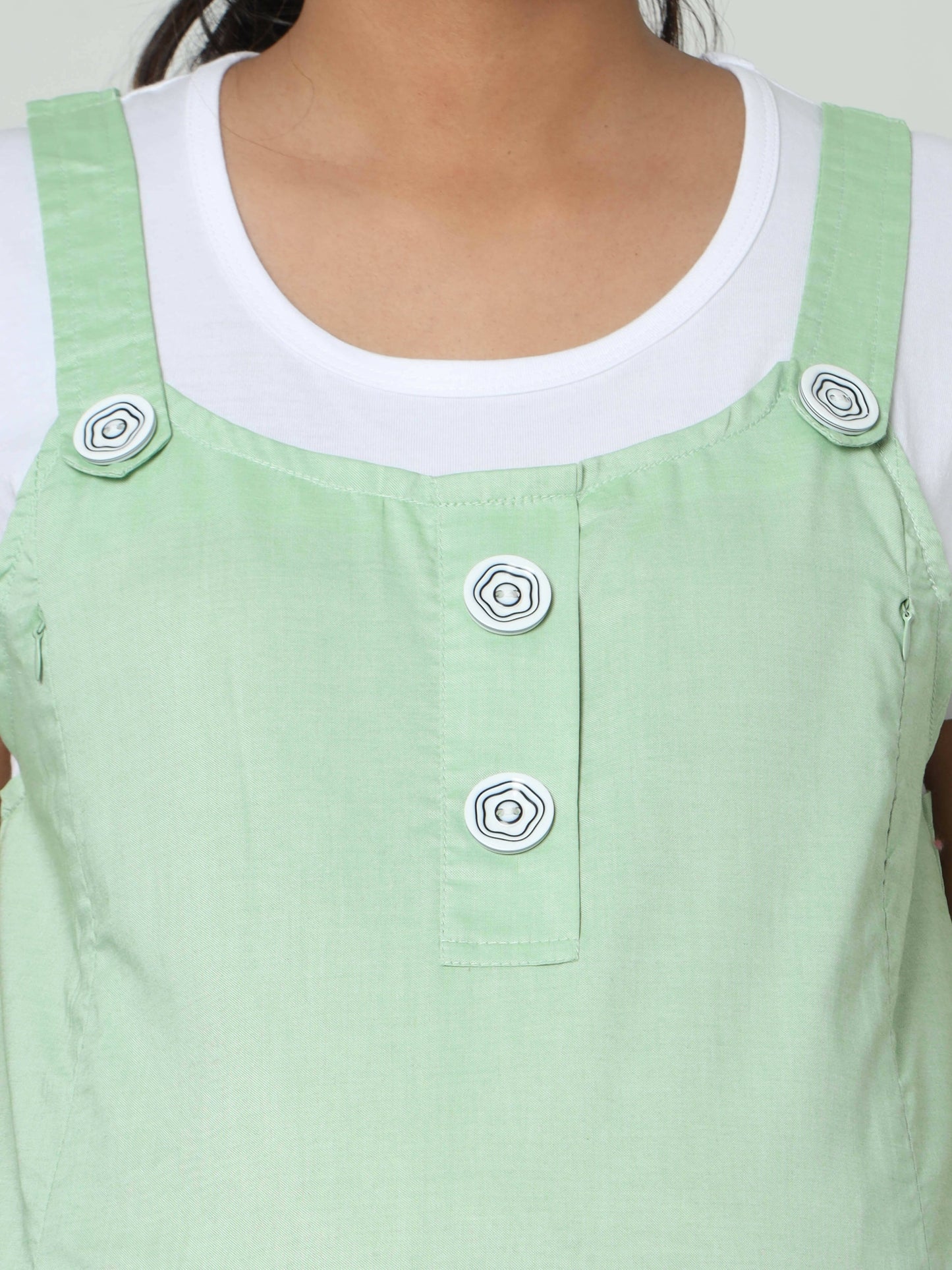Manet Half Sleeves Solid Maternity Dress With Concealed Zipper Nursing Access - Green
