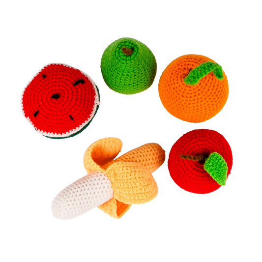 Nesta Toys Crochet Fruit Toys, Pretend Play Plush Toys for Kids, Stuffed Toys for Babies (5 Pcs)