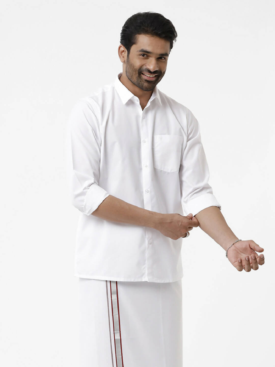 Ramraj Cotton Mens Full Sleeve White Shirt Plus Size - Samrat Cotton