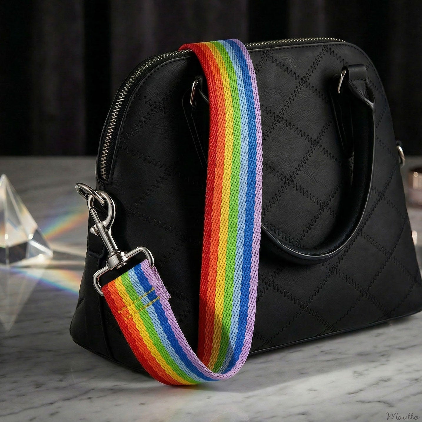 Colorful Rainbow Strap - 1.5" Wide Cotton Canvas - Adjustable Shoulder to Crossbody Length - Customize Connectors