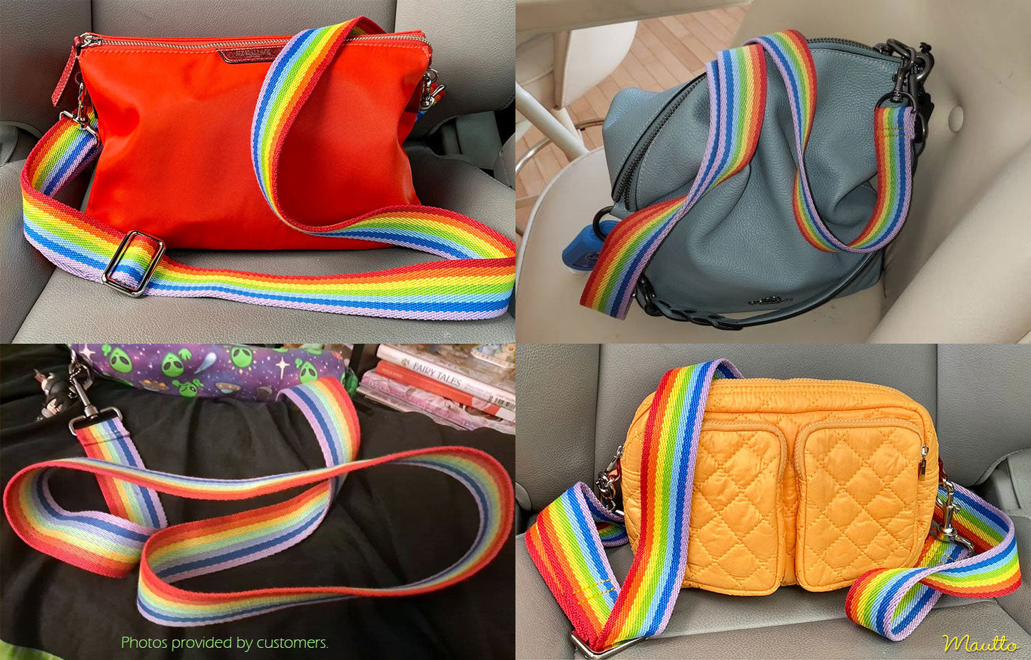 Colorful Rainbow Strap - 1.5" Wide Cotton Canvas - Adjustable Shoulder to Crossbody Length - Customize Connectors