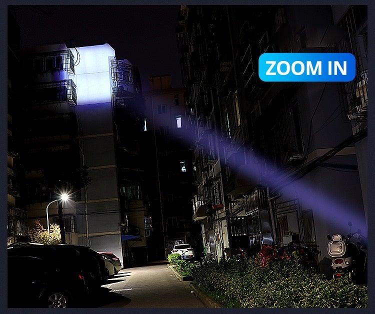 Rechargeable Adjustable LED Flashlight with Worklight Mini LED 4 Lighting Modes Flashlight with Water-Resistant COB Side Light Portable Zoomable  High Lumens Lamp For Camping Hiking