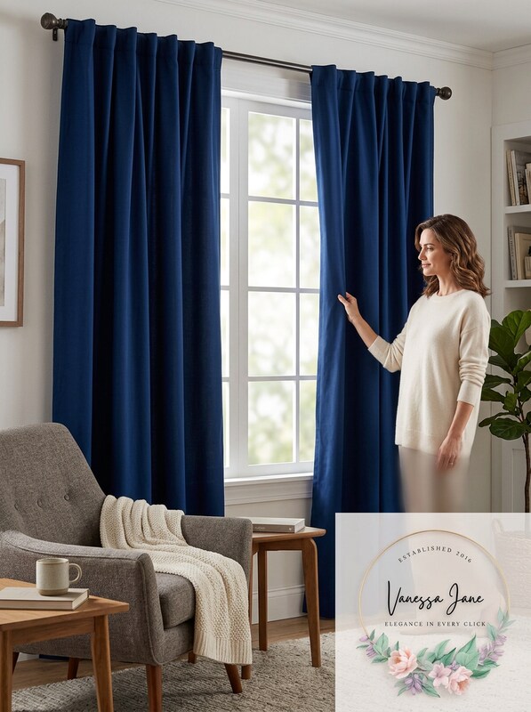 Skyline Velvet 84-Inch Rod Pocket/Back Tab Window Curtain Panel in Navy