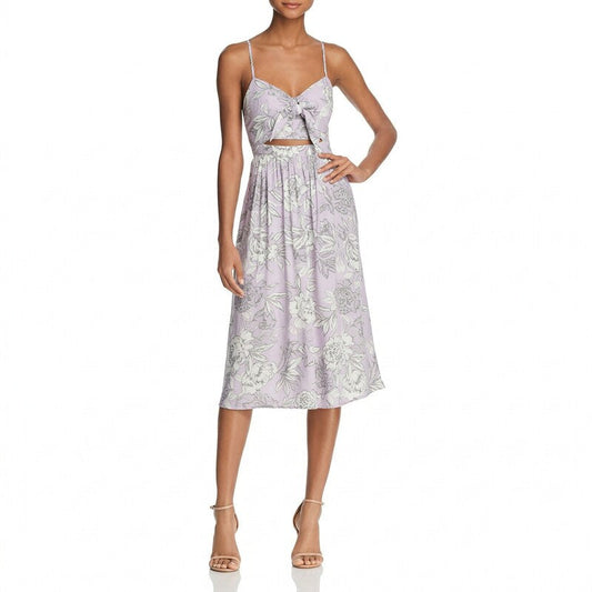 Bardot Ibiza Cutout Floral Midi Dress, Lavender, Womens Small (6)