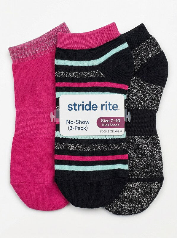 Stride Rite No-Show (3-Pack) Assorted, Size Shoe, Size 7–10 Kids Shoes