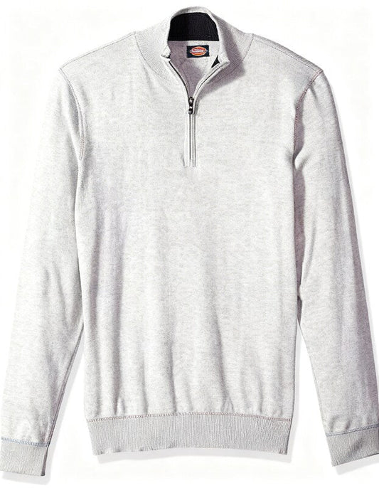 Dickies Mens Solid Jersey 1/4 Zip Mock, Light Grey Heather, Large