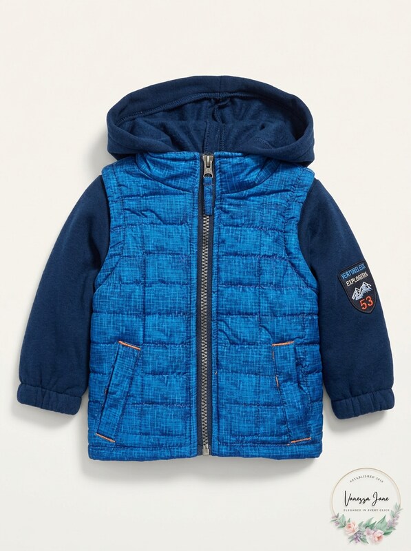 iXtreme Baby Boys Infant Tonal Print Vest w/Fleece Hood &Sleeve