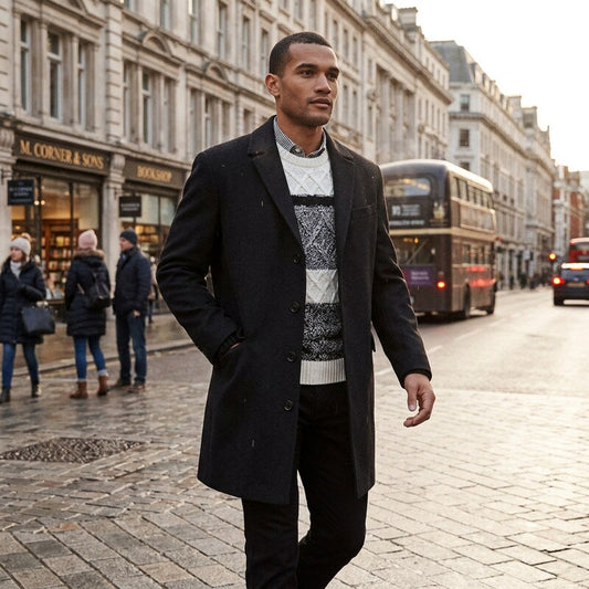Calvin Klein Mens Minneapolis Wool-Blend Slim-Fit Overcoat, 42 R/Black