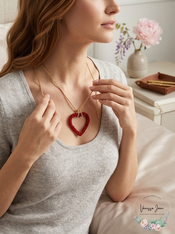Inc Gold-Tone Beaded Heart Pendant Necklace, 34 + 3 Extender