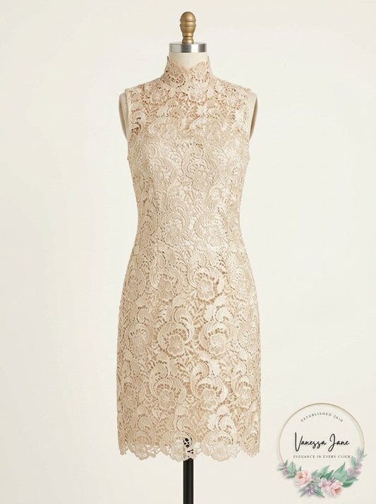 Gracia Womens Lace Cocktail Sheath Dress