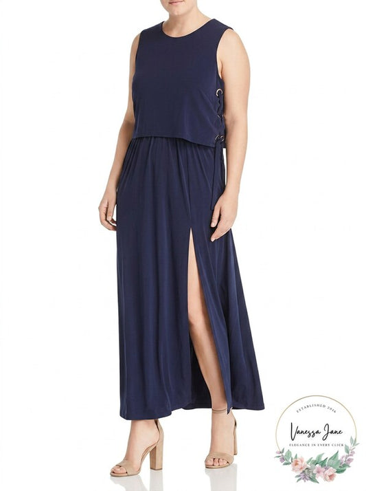 MICHAEL Michael Kors Womens Tie-Shoulder Ruffled MIDI Dress