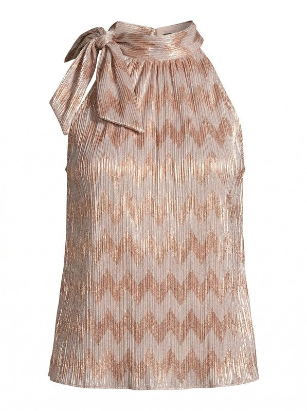 Inc Tie-Neck Shine Halter Top