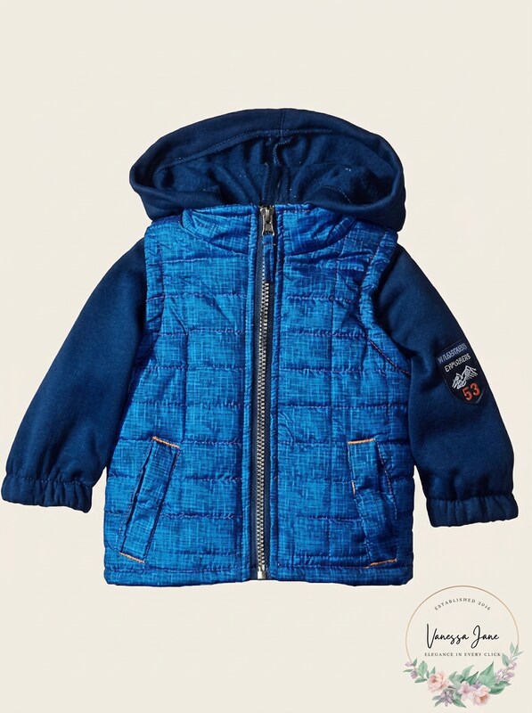 iXtreme Baby Boys Infant Tonal Print Vest w/Fleece Hood &Sleeve