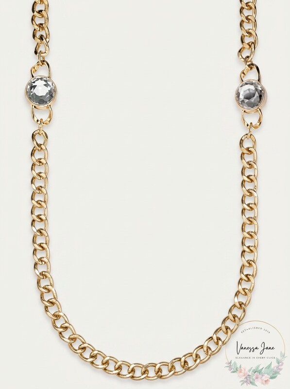 Charter Club Crystal and Large Link 36inches Strand Necklace
