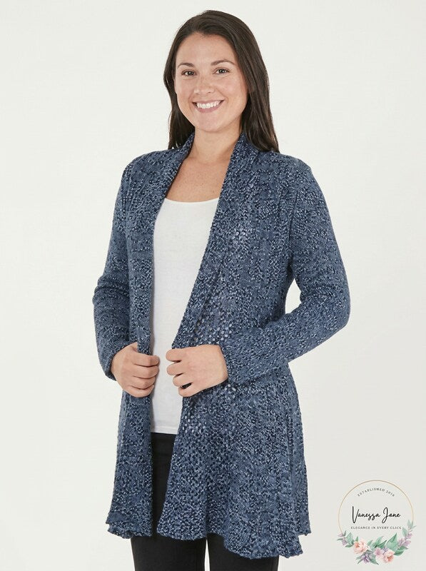 Ny Collection Textured Open-Front Cardigan,Size XS/Blue Marled