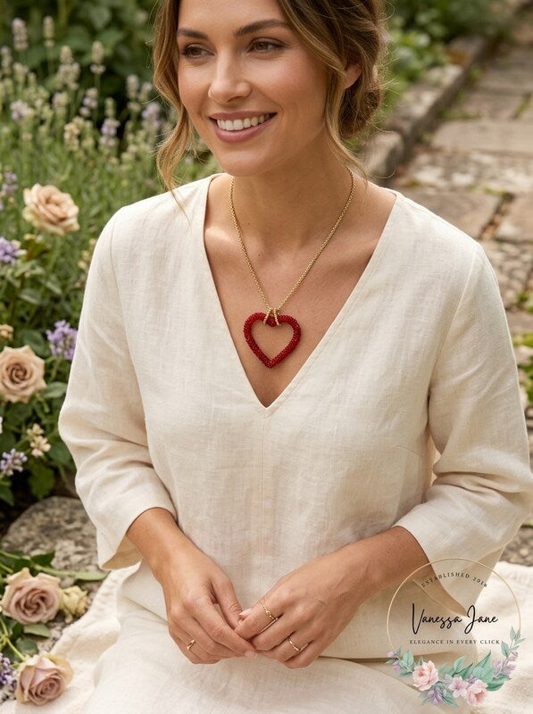 Inc Gold-Tone Beaded Heart Pendant Necklace, 34 + 3 Extender