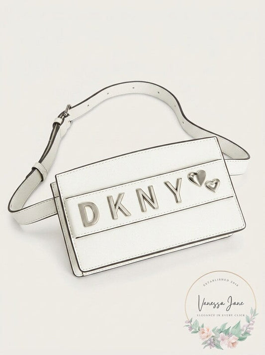 Dkny Smoke Leather Belt Bag, White/Silver