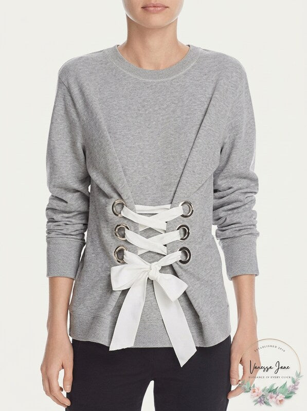 Derek Lam 10 Crosby Lace-Up Sweatshirt, Size XS