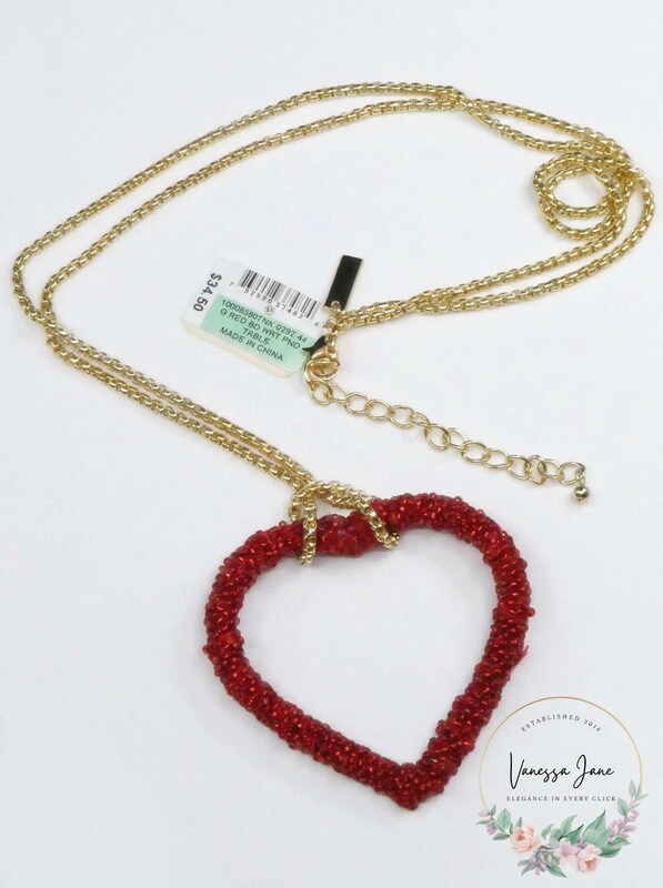 Inc Gold-Tone Beaded Heart Pendant Necklace, 34 + 3 Extender