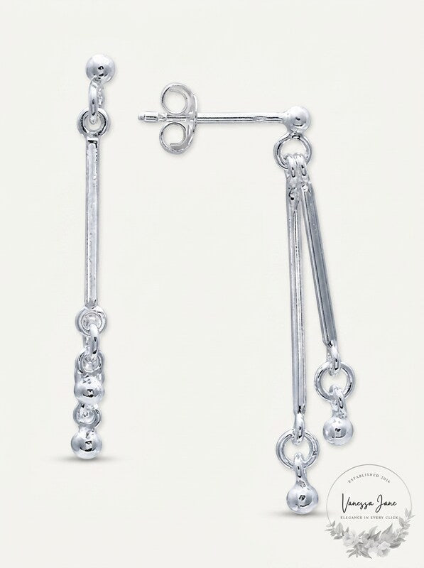 Giani Bernini Polished Double Bar and Ball Drop Earrings in Sterling Silver