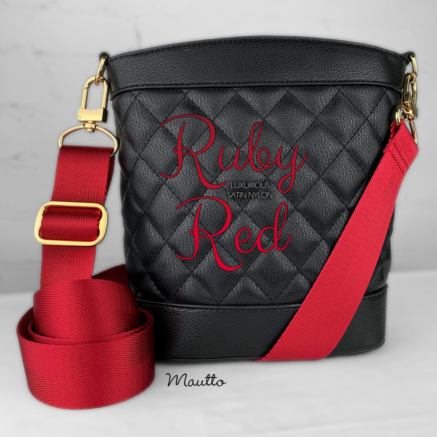 Luxurious Satin Nylon Strap - Wide/Comfy Shoulder to Crossbody Length - Adjustable (34-55 inches) - Gold-tone & Antique Gold Connector Options