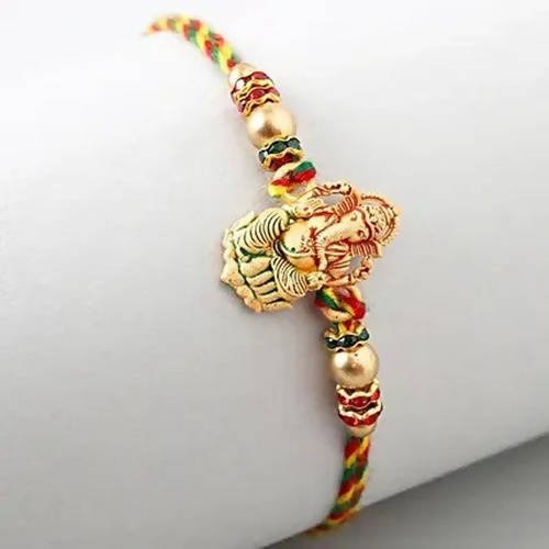 Authentic Design Ganesha Rakhi & Cashew Jar