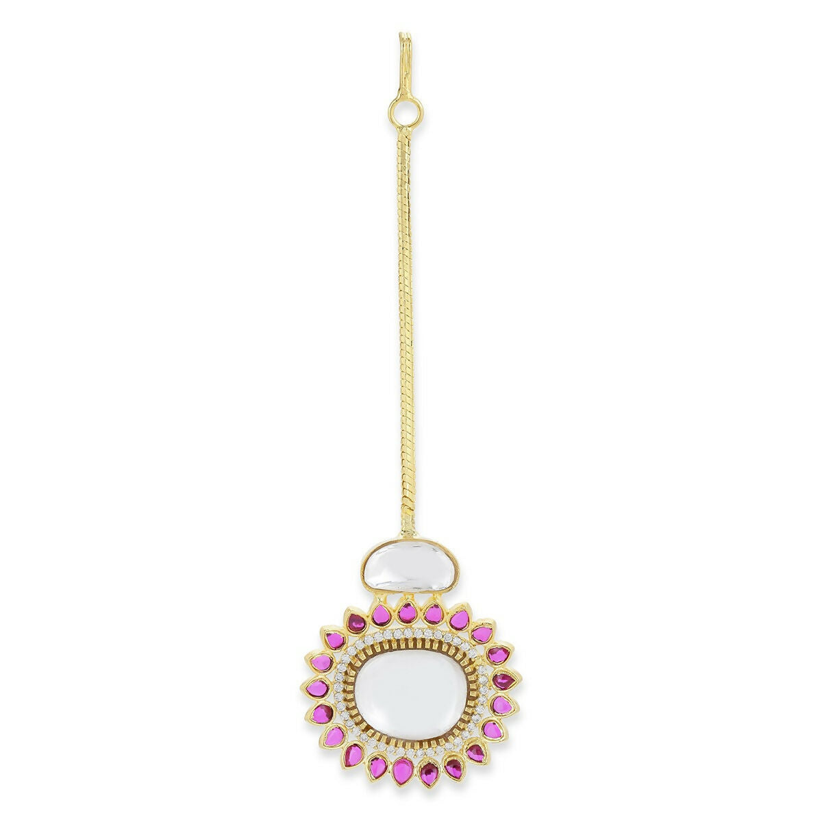 Flower Kundan Maang Tikka- Ruby Raang