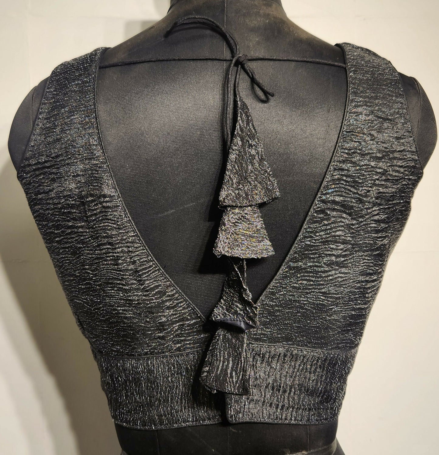 Kia Fashions Black Crush Tissue Self Design Readymade Blouse