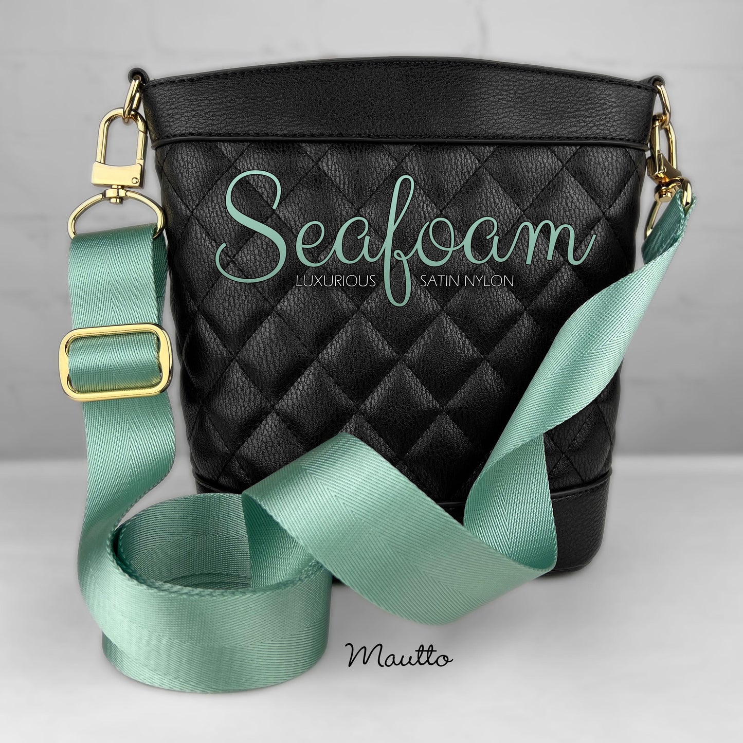 Luxurious Satin Nylon Strap - Wide/Comfy Shoulder to Crossbody Length - Adjustable (34-55 inches) - Gold-tone & Antique Gold Connector Options